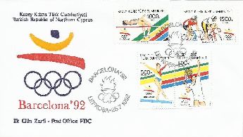 K.K.T.C 1992 Barcelona 92 Olimpiyat Oyunlar Fdc