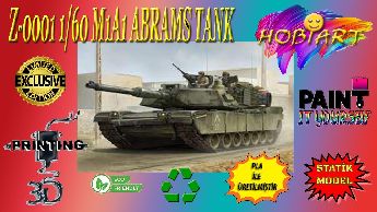 Z-0001 1/60 M1A1 Abrams Tank ndirimli rn