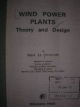 WIND POWER PLANTS THEORY AND DESIGN (RZGAR TRBN