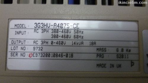 Omron Sysdrve 3G3Hv-A4075-Ce (14Kva-7.5Kw) Hz Ko