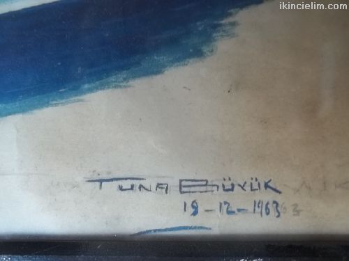 Tuna Byk imzal 1963 yapm karton zeri sulu bo