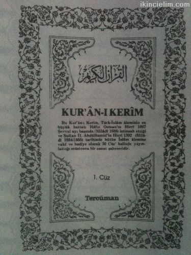 Kur'an- Kerim 30 cz halinde Hafz Osman