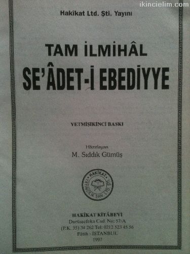 Tam lmihal Seadet-i Ebediye/1997/M.Sddk Gm