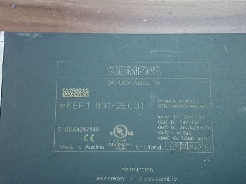 Siemens Stop Dc-Usv Modul 15 1P 6Ep1 931 2Ec31 24