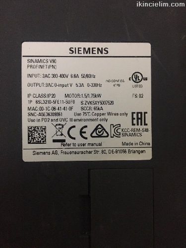 Siemens Snamcs V90 6Sl3210-5Fe11-5Uf0 1.5/1.75kw