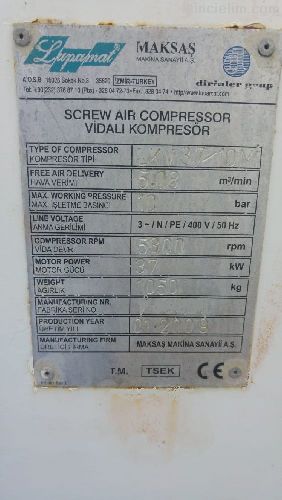37 kw kv 50 hp Lupomat vidal kompresr harika