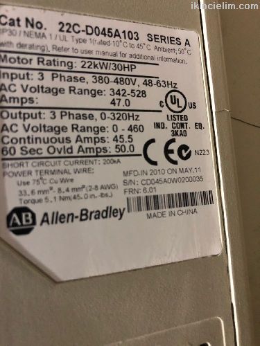 Allen Bradley Power Flex 400 22C-D045A103 22 Kw