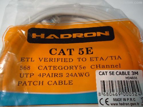 Hadron Cat 5E Ethernet Kablo 3 Metre