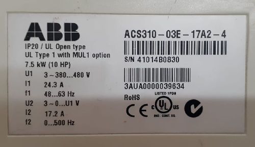 Abbacs310-03E-17A2-4 7.5Kw