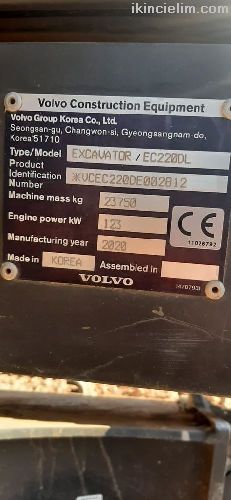 2020 Volvo Ec 220 Dl-Orjinal Devirli