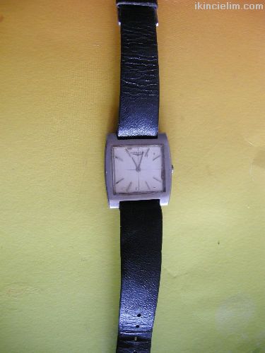 Longines eski kol saati kare siyah deri vintage