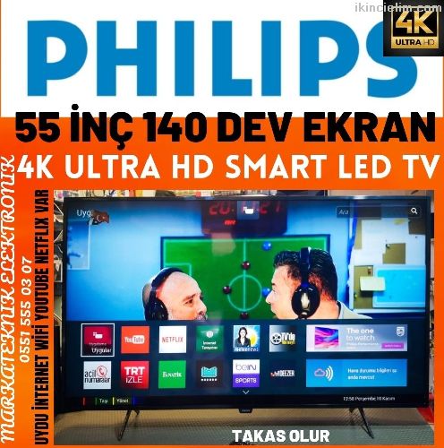 PHILIPS 55 N 140 DEV EKRAN 4K ULTRA HD SMART TV