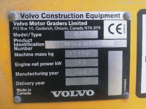 2007 Volvo G 940-Orjinal
