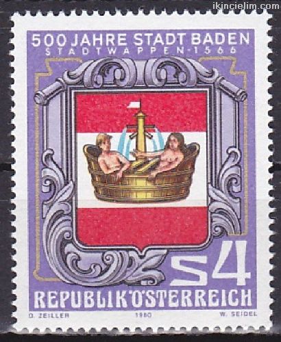 Avusturya 1980 Damgasz Baden ehriNin 500.Yl S