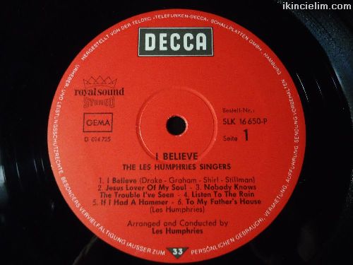 I Believe -The Les Humphries Singers Lp Temiz