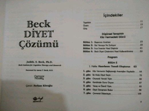 Kitap, Dergi : Beck diyet çözümü judith s. Beck