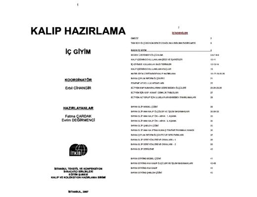 Kitap, Dergi : Kalıp hazırlama ic giyim itkib modelistlik