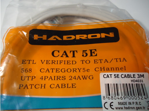 Hadron Cat 5E Ethernet Kablosu Bilgisayar : Hadron Cat 5E Ethernet Kablo 3 Metre