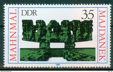 Koleksiyon, Pullar, Almanya (Doğu) 1980 Damgasız Majdanek Anıtı Serisi