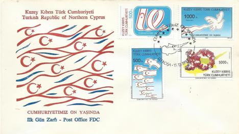 Koleksiyon, Pullar, K.K.T.C. 1993 Cumhuriyetimiz 10 Yaşında Fdc