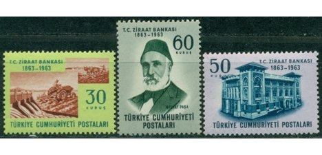 Koleksiyon, Pullar, 1963 Damgasız Ziraat Bankası'nın 100. Yılı Serisi