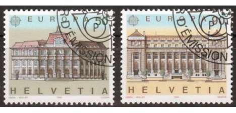 Koleksiyon, Pullar, İsviçre 1990 Damgalı Avrupa Cept Serisi