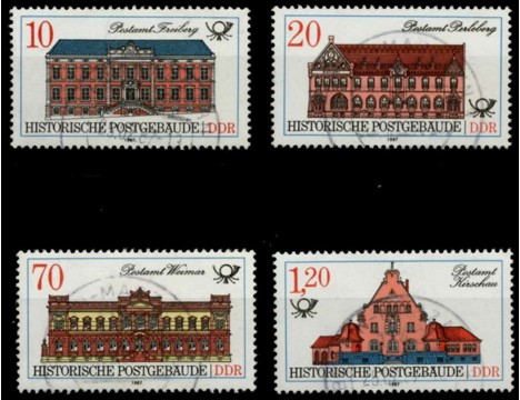 Koleksiyon, Pullar, Almanya (Doğu) 1987 Damgalı Tarihi Posta Ofisleri