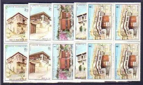 Koleksiyon, Pullar, 1978 Damgasız Türk Evleri Dörtlü Blok Seri