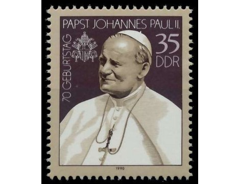 Koleksiyon, Pullar, Almanya (Doğu) 1990 Damgasız Papa Jahonnes Paul Iı