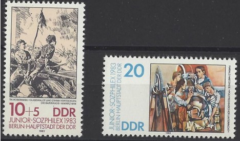 Koleksiyon, Pullar, Almanya (Doğu) 1983 Damgasız Sozphilex-83 Gençlik