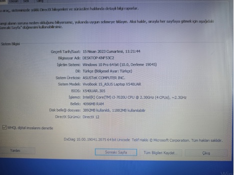 Bilgisayar, Diz Üstü, Asus Vivobook İ37.Nesl-4Gb Ram-256Gb Ssd-Cok Temiz