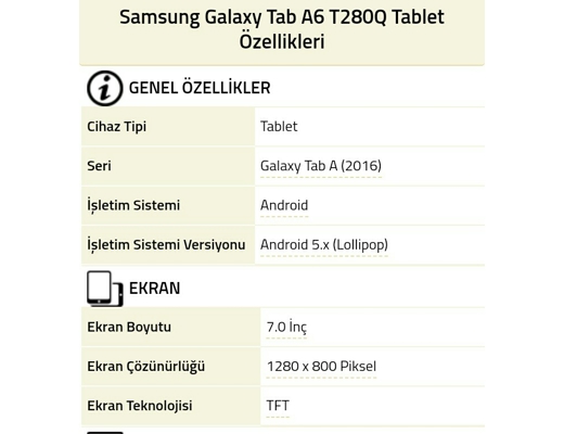 Samsung tab A 6 t280Q tablet  Bilgisayar : tablet PC 