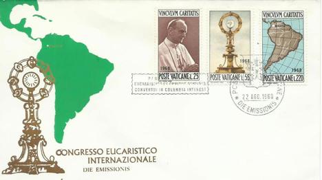 Koleksiyon, Pullar, Vatican 1968 Bogota 39. Uluslararası Kongre Fdc
