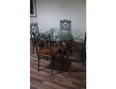 Ev, Bahçe Eşyaları, Diğer Ev Eşyaları, Döküm Demir ve Ağaç, Yemek Masası Takım, Ferforje Masa Sandalye Takımı