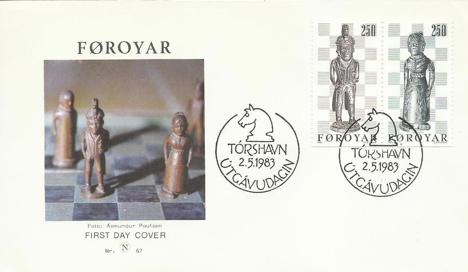 Koleksiyon, Pullar, Faroe Adaları 1983 Nolsoy'dan Satranç Adamları Fdc
