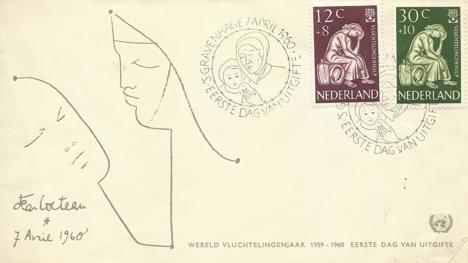 Koleksiyon, Pullar, Hollanda 1960 Dünya Mülteciler Yılı Fdc