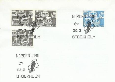 Koleksiyon, Pullar, İsveç 1969 İskandinav Günü Fdc