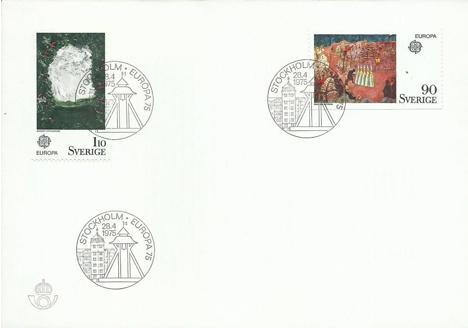 Koleksiyon, Pullar, İsveç 1975 Avrupa Cept Fdc