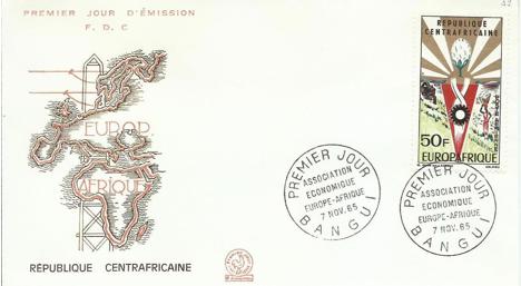 Koleksiyon, Pullar, Orta Afrika Cumhuriyeti 1965 Europafrica Fdc