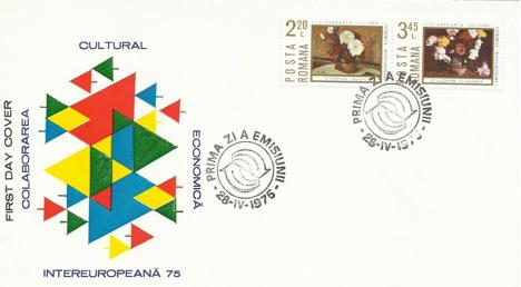 Koleksiyon, Pullar, Romanya 1975 İntereuropeana Tablolar Fdc