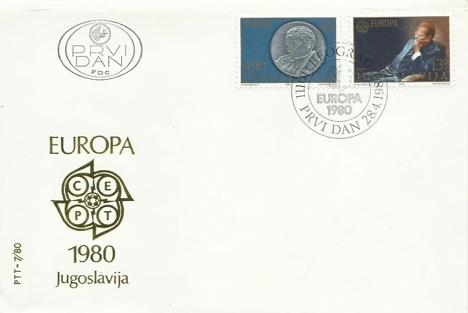 Koleksiyon, Pullar, Yugoslavya 1980 Avrupa Cept Fdc