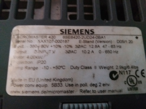 İş Makineleri, Elektrik Güç Kaynağı, Ups, Sıemens | [ 6Se6420-2Ud24-0Ba1 ] | Sürücü