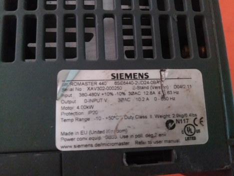 İş Makineleri, Elektrik Güç Kaynağı, Ups, Sıemens | [ 6Se6440-2Ud24-0Ba1 ] | Sürücü