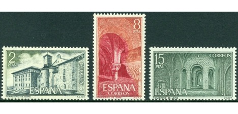 Koleksiyon, Pullar, İspanya 1974 Damgasız Kaleler ve Manastırlar Seris
