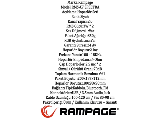 2023 Rampage Bluetooth hoparlör  Bilgisayar : Rampage Bluetooth hoparlör 