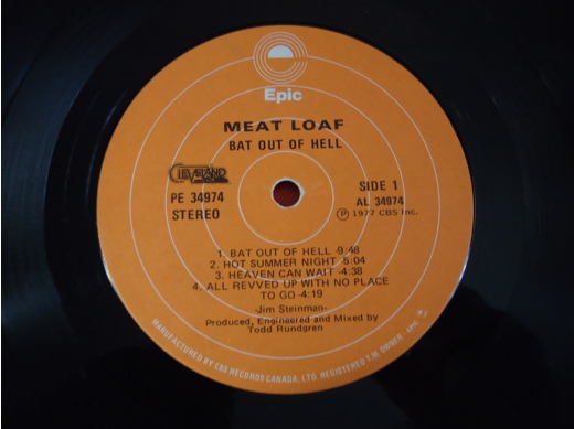 Meat Loaf Bat Out of Hell Plak Müzik, Film (Plak,Cd, Dvd) : Meat Loaf - Bat Out of Hell Lp 1977 Temiz