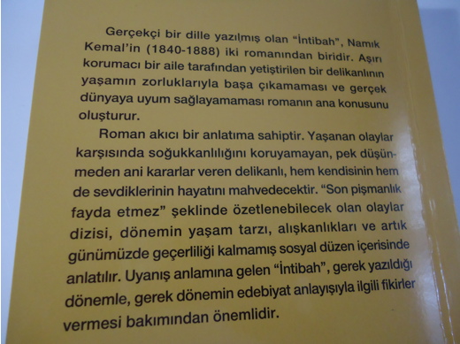 İntibah Namık Kemal Roman Kitap, Dergi : İntibah - Namık Kemal  Say Yayınları Sıfır