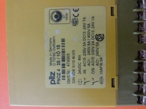 İş Makineleri, Elektrik Güç Kaynağı, Ups, Pilz | [ Pnoz 4 3S/1Ö 1S ] | Emniyet Rölesi