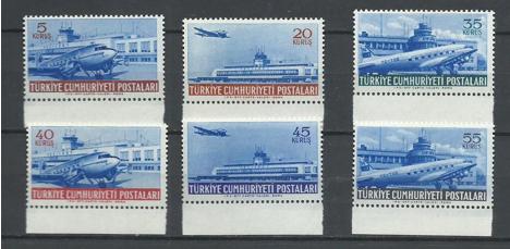 Koleksiyon, Pullar, 1954 Damgasız Uçak Serisi (Arkası İtalyan Sarısı H