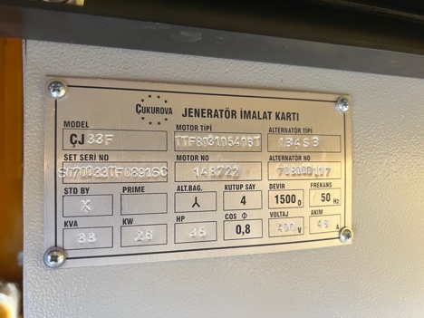 İş Makineleri, Çj33 F, Çukurova Çj33f Kabinli Otomatik Jeneratör